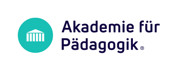 Logo der Akademie für Pädagogik mit einem türkisfarbenen Kreis und dunkelblauem Schriftzug.